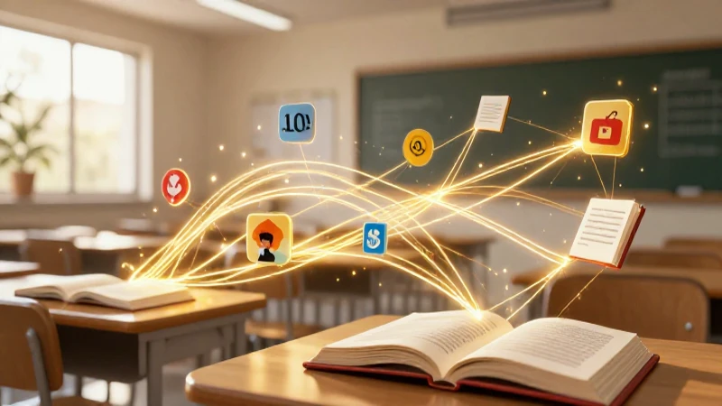 Ilustración vibrante de conectores y aprendizaje escolar