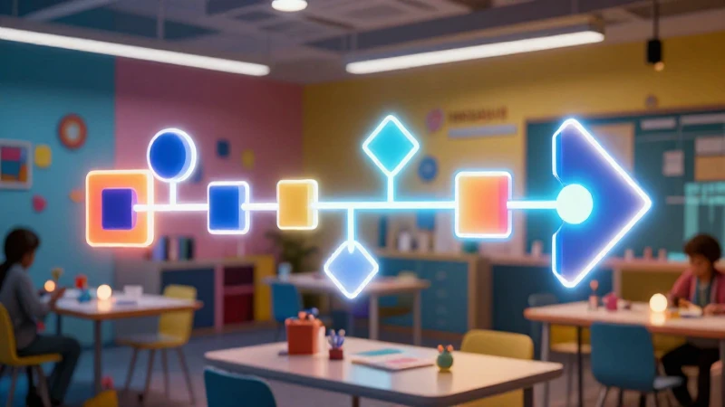 Conectores visuales vibrantes en entorno educativo moderno