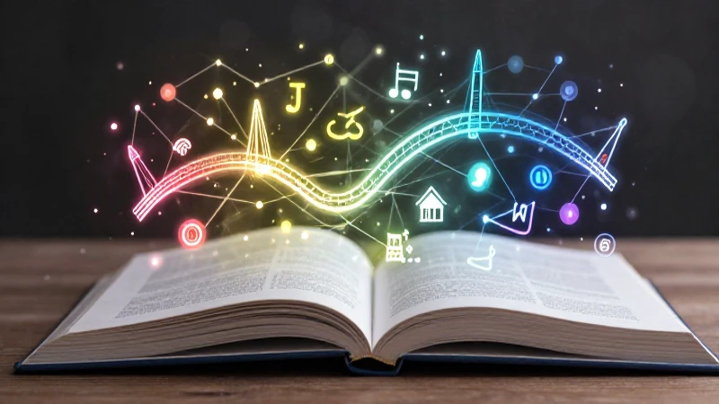 Ilustración académica de libro con conexiones brillantes