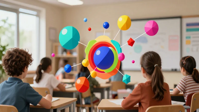 Estudiante estilizado en entorno educativo moderno