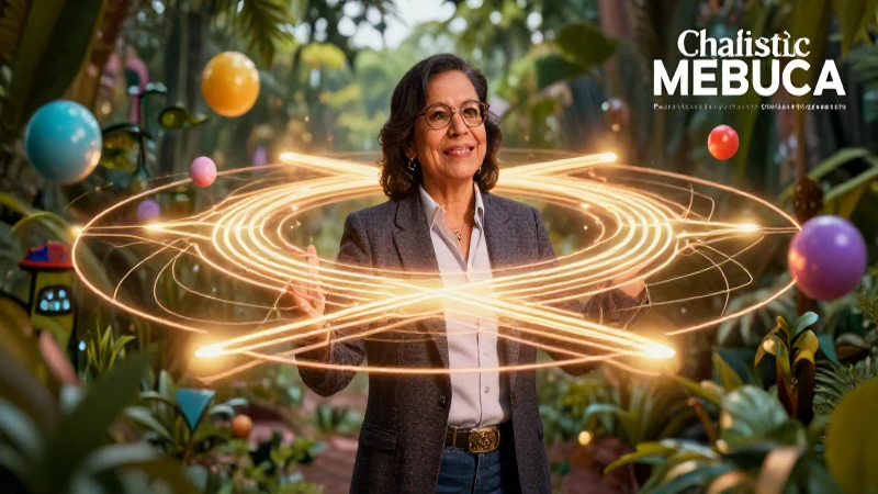 Educador mexicano charismático en un diseño abstracto y vibrante