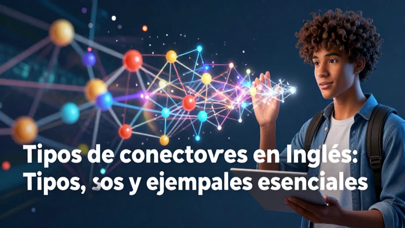 Ilustración educativa de conectores en inglés