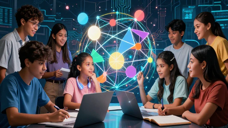 Estudiantes mexicanos colaboran en un entorno educativo digital dinámico