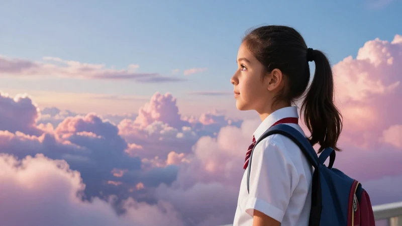 Estudiante mira nubes etéreas en estilo mexicano