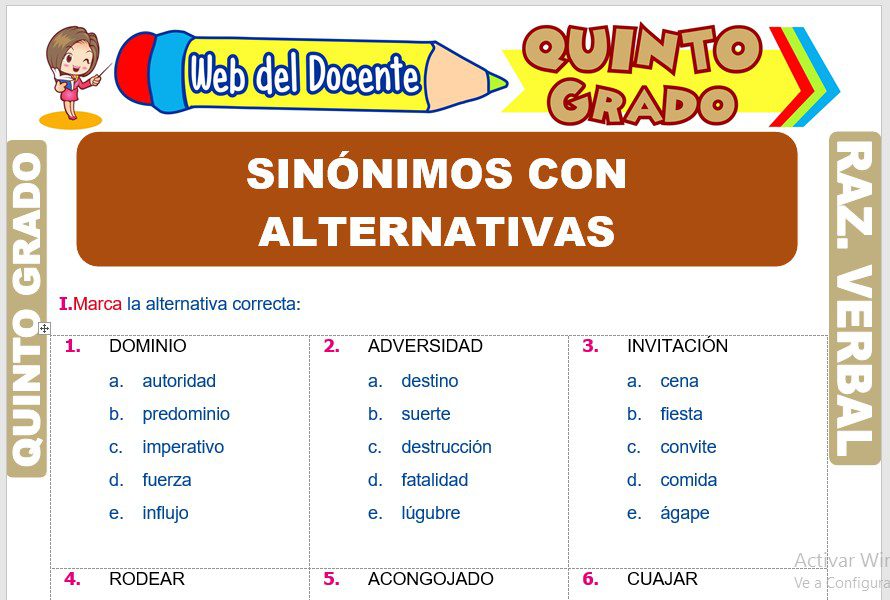 conoce las conoce alternativas para comprender con sinonimos