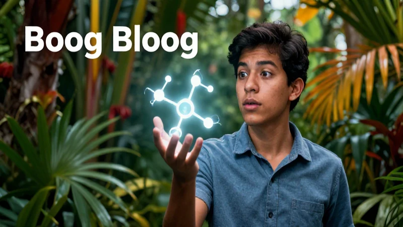 Estudiante mexicano muestra molécula frente a selva vibrante