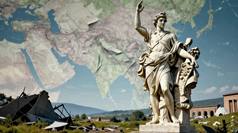 Estatua fragmentada simboliza un cambio histórico post-guerra