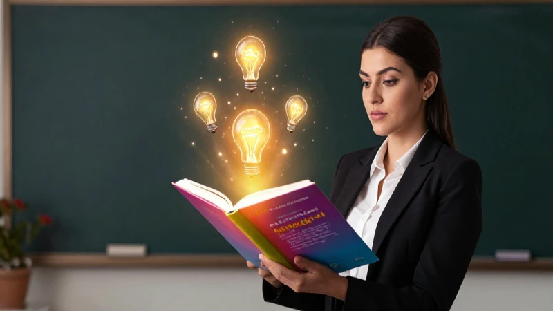 Joven educadora mexicana con libro luminoso