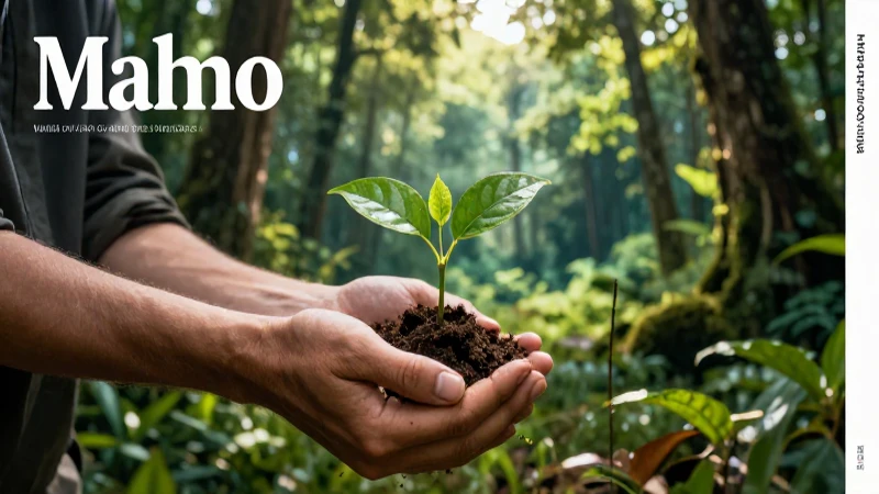 Manos cuidan un brote verde en bosque vibrante