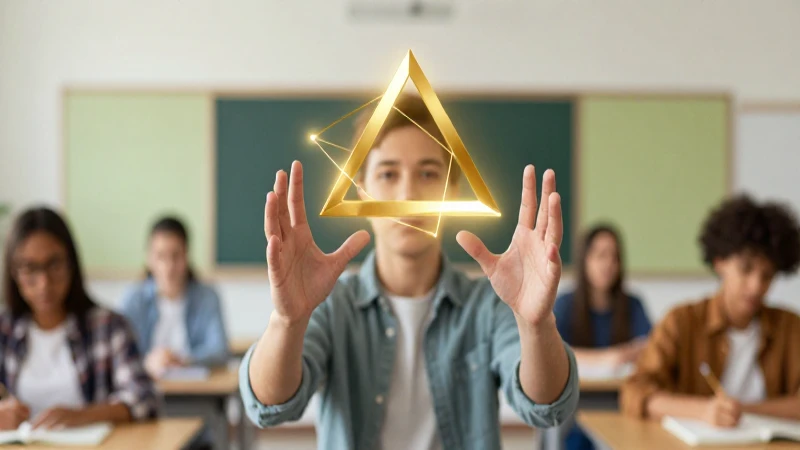 Estudiante busca un símbolo dorado de conocimiento