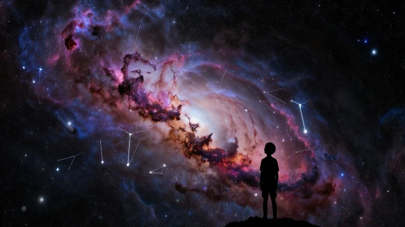 Constelación: Concepto y las más importantes descubrimientos 4 Persona mira Orión en el cosmos estelar