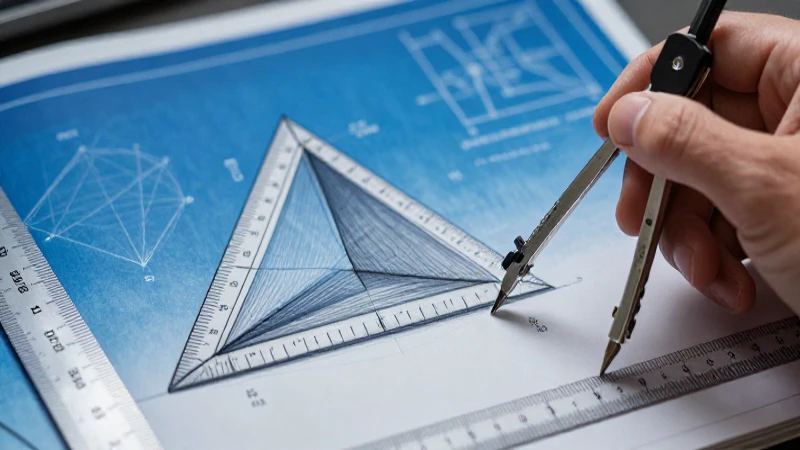 Construcción de Triángulos: Guía para el Trazo Perfecto 7 Triángulo geométrico en plano técnico