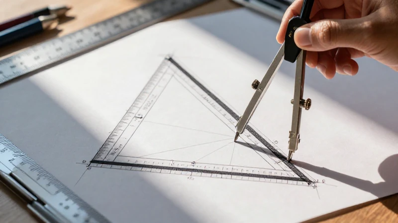 Construcción de Triángulos: Guía para el Trazo Perfecto 4 Ilustración educativa arquitectónica moderna con estilo vibrante