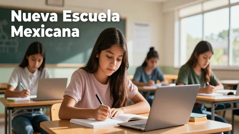 Consulta MinEduc: AprendoenCasa y en Clase para Todos 7 Estudiante mexicano aprende en aula moderna y dinámica