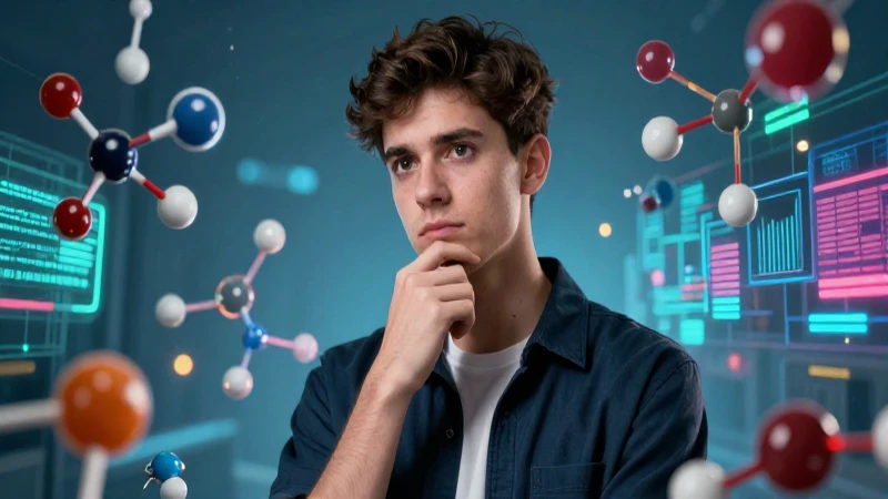 Consumos: Concepto, acepciones y características claves 5 Joven académico rodeado de estructuras moleculares