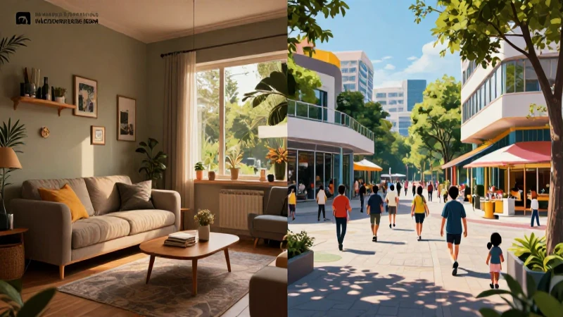 Consumos: Concepto, acepciones y características claves 3 Interior acogedor y plaza vibrante yuxtapuestos