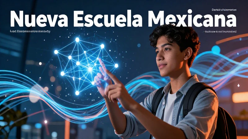 Joven mexicano interactúa con red digital vibrante