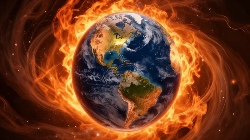 Esfera terrestre con vibrante calor volcánico