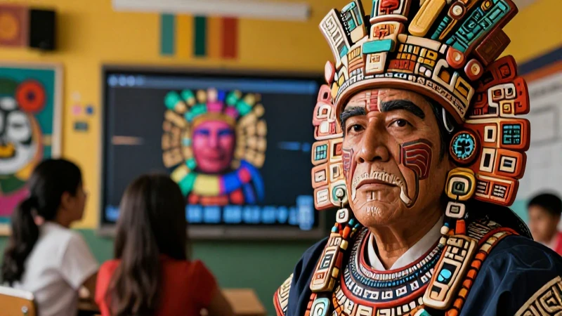 Historiador mexicano en aula moderna y digital