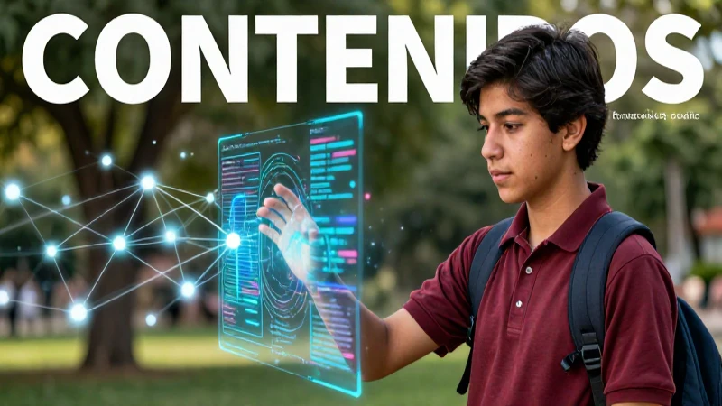 Estudiantes interactúan con datos digitales en la sociedad de Contenidos