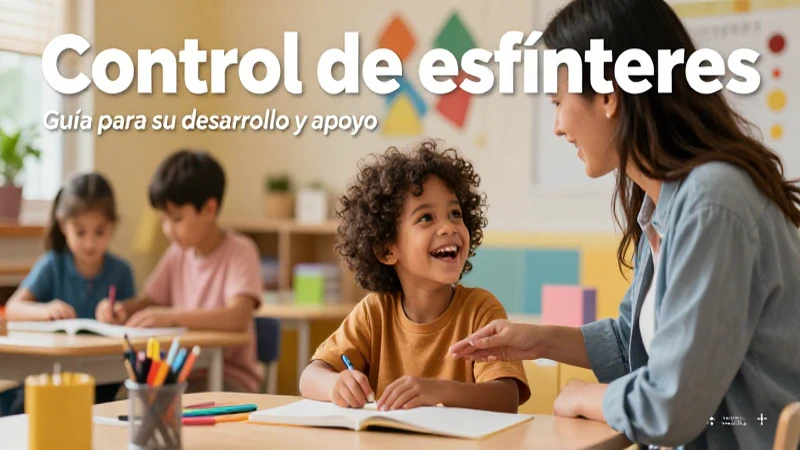 Control de esfínteres: guía para su desarrollo y apoyo 8 Niño feliz aprende con adulto en clase brillante