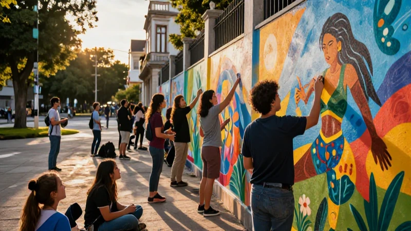 Corporación Cultural de Lo Barnechea: Arte y Comunidad 3 Arte comunitario vibrante en plaza histórica