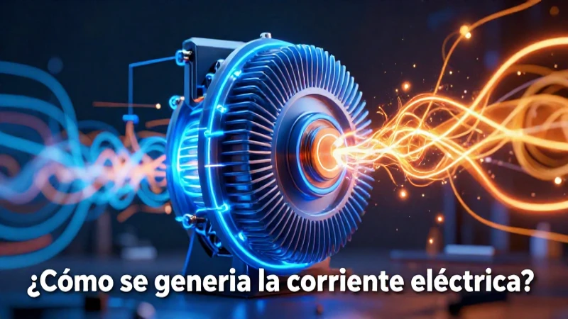Generador eléctrico estilizado con flujo de energía dinámico