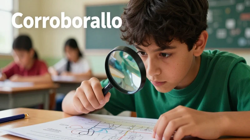 Estudiante examina diagrama con lupa en clase