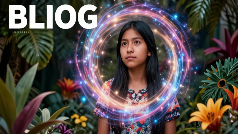 Joven indígena con aura cósmica vibrante e iluminada