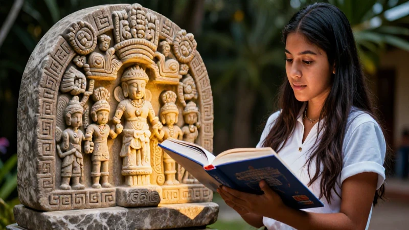 Estudiante mexicano aprende junto a altar sagrado