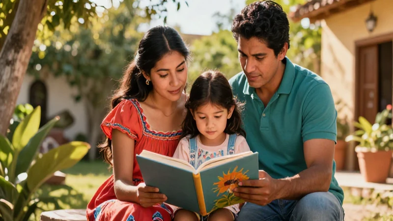 10 costumbres familiares para crear recuerdos y fortalecer lazos 6 Familia mexicana leyendo en cálida escena