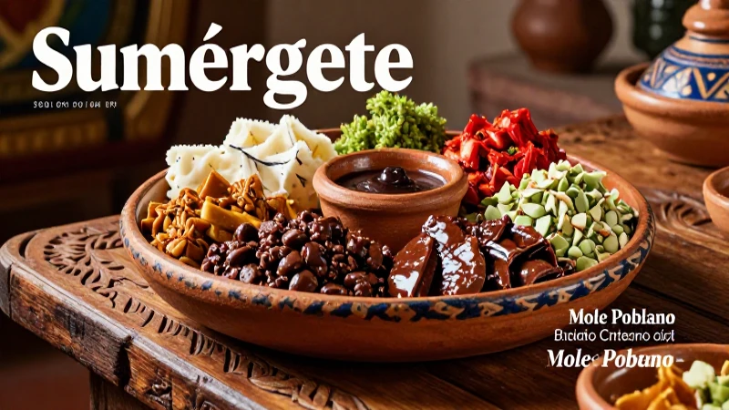 Plato opulento de mole poblano y tradición mexicana