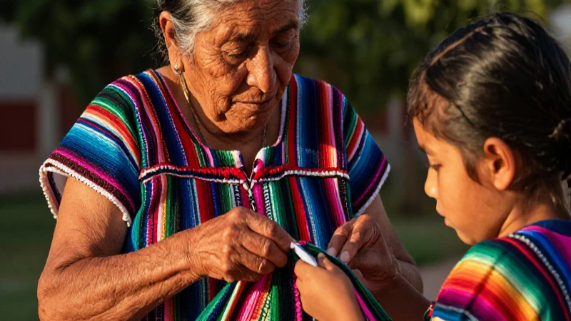 Cuáles son las costumbres y tradiciones en México y el mundo 6 Abuela mexicana enseña tejido artesanal