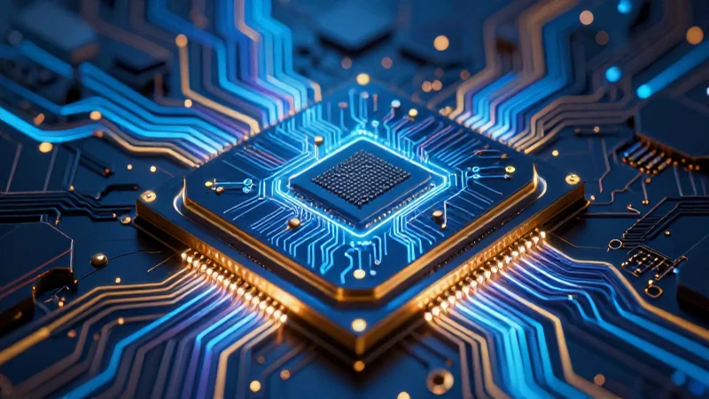 CPU: Qué es, funciones, partes y características esenciales 4 Núcleo de chip con circuitos vibrantes y dinámicos