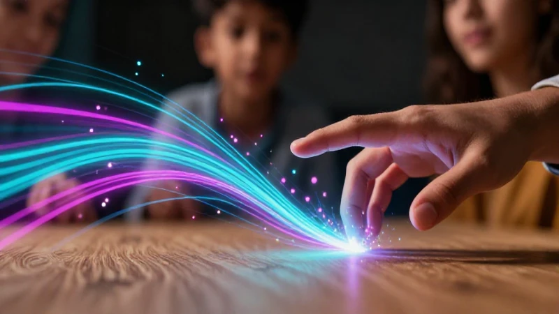 Mano de estudiante interactúa con hologramas digitales