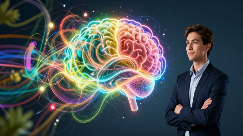 Qué es la creatividad y por qué es esencial en nuestra vida 8 Educador visionario con cerebro luminoso y detalles vibrantes