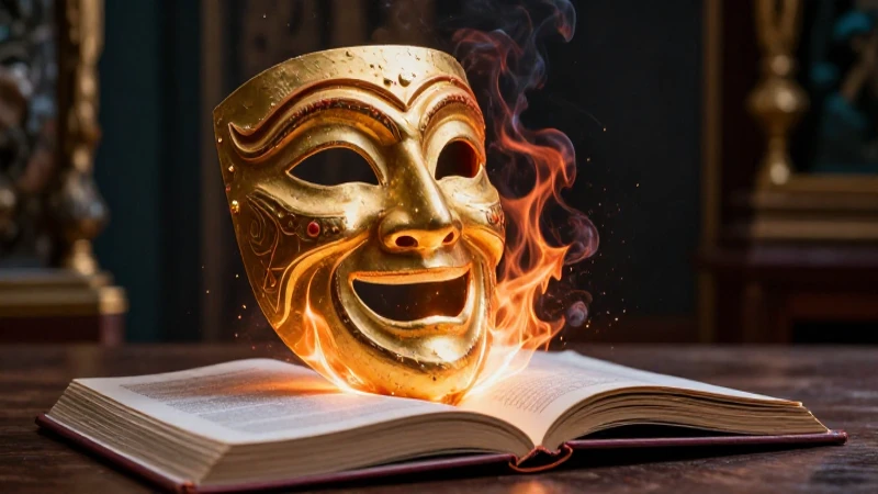 Crisol: Definición y concepto para entender su importancia 6 Máscara dramática y libro luminoso en revista educativa