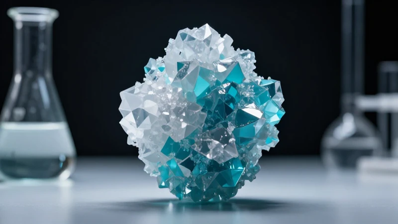 Cristal geométrico hiperrealista sobre superficie minimalista