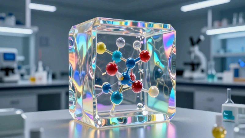 Cristal iridiscente dinámico en solución química vibrante