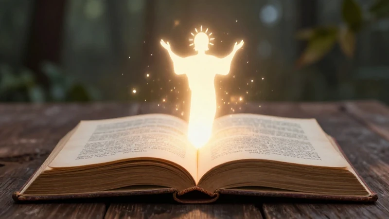 Luz espiritual emerge de un libro antiguo