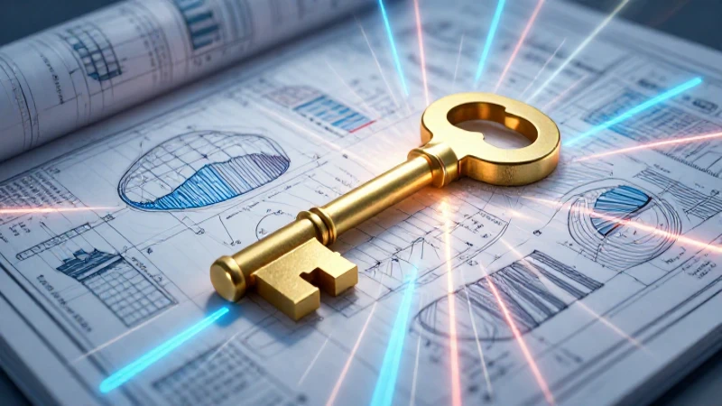 Datos conceptuales con clave dorada brillante