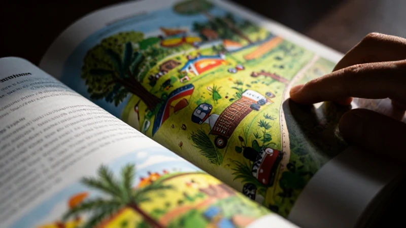 Libro educativo con iluminación dramática y detalles realistas