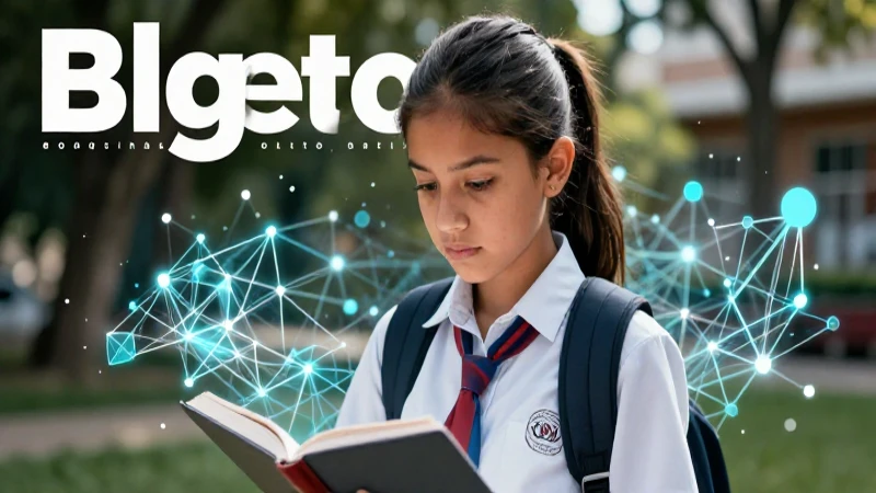 Estudiante enfocado rodeado de red de datos