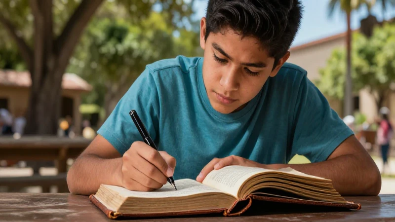 Qué son las crónicas, sus características, tipos y ejemplos 5 Estudiante mexicano escribe en crónica antigua