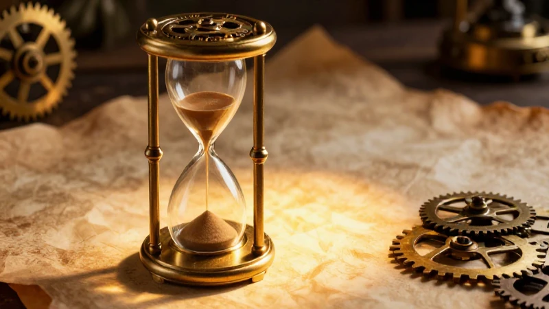 Reloj de arena dorado con detalles antiguos y cinematográficos