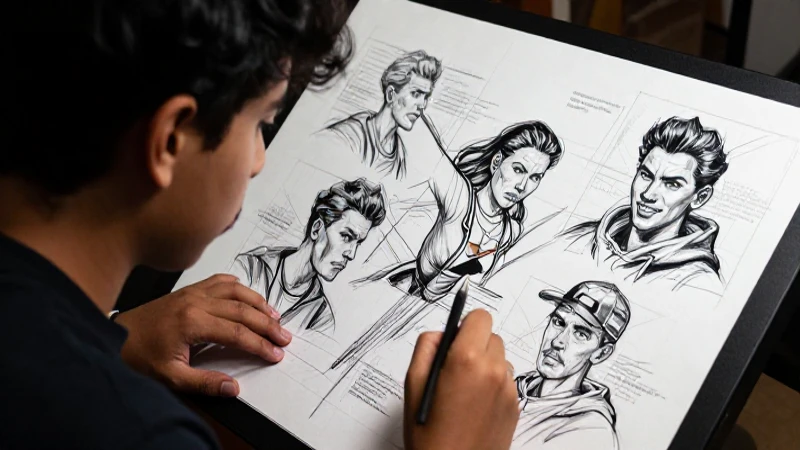 Croquis vibrante de estudiante mexicano apasionado
