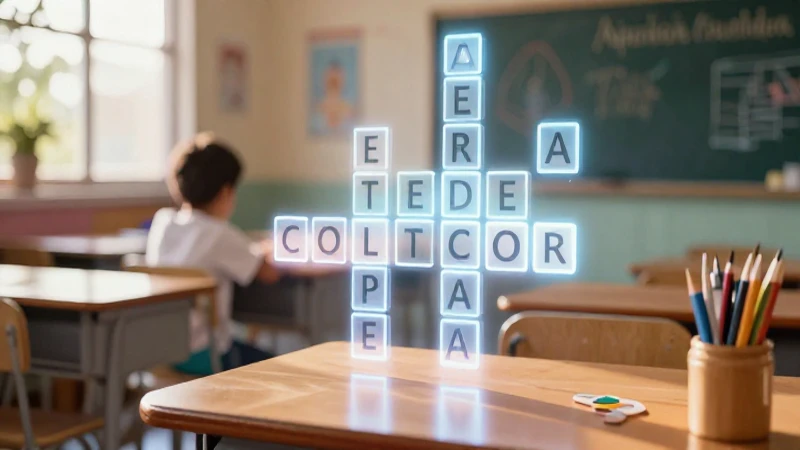 Crucigrama brillante en aula moderna mexicana