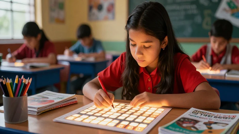 Estudiante mexicano resuelve crucigrama educativo