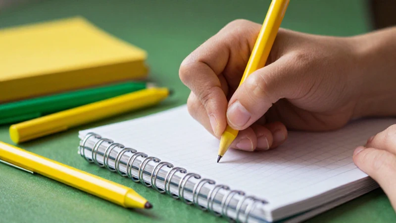 Manos escribiendo con estética educativa moderna