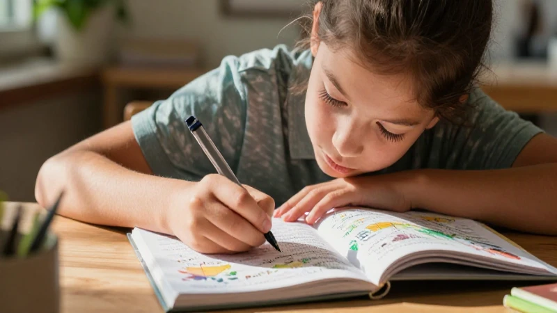 Joven creativo escribe en cuaderno con luz cinematográfica
